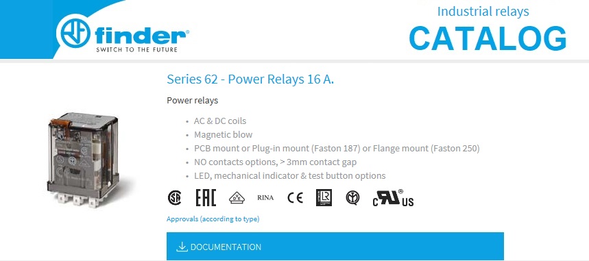 Finder Series 62 - Power Relays Catalog